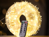 წერტილოვანი ზღარბი განათება თბილი ნათება 50 მეტრი (ნათების რეჟიმები დისტანციური მართვით)